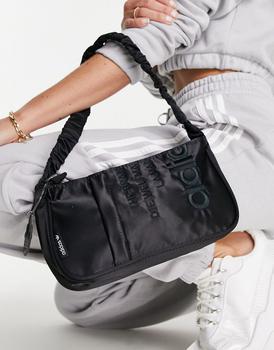 product adidas Originals large logo satin shoulder bag  in black image