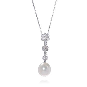 商品Assael | Assael 18K White Gold Diamond 1.14ct. Tw. And South Sea Pearl Pendant Necklace N4319,商家Shopworn,价格¥29497图片