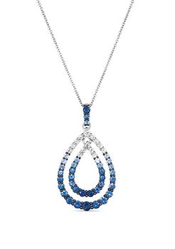 商品1.33 ct. t.w. Ombré Sapphire and 1/3 ct. t.w. White Sapphire Necklace in 14K White Gold图片