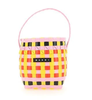 Marni Kids Logo Patch Woven Basket Bag,价格$101.45