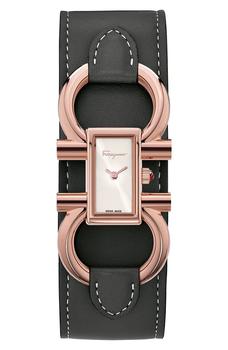 菲拉格慕手表, Salvatore Ferragamo | Double Gancio Leather Cuff Strap Watch; 13mm x 23mm商品图片 5折