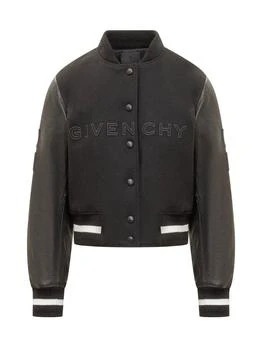 Givenchy | GIVENCHY Givenchy Short Bomber Jacket in Wool and Leather,商家Baltini,价格¥17583