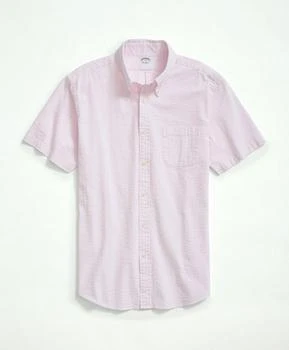 Brooks Brothers | Washed Cotton Seersucker Button-Down Collar, Stripe Short-Sleeve Sport Shirt 4.6折
