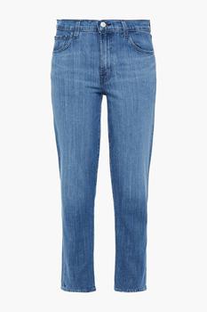 J Brand | Adele faded mid-rise slim-leg jeans商品图片,