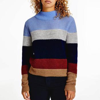 推荐Tommy Hilfiger Women's Alpaca Sweater - Desert Sky Colourblock商品
