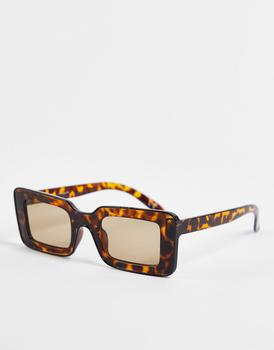 ASOS | ASOS DESIGN frame tramline mid square sunglasses in tort - BROWN商品图片,3.6折