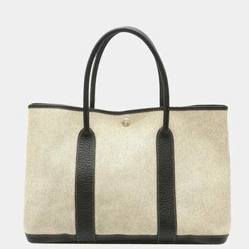 爱马仕包正品, [二手商品] Hermes | Hermes Garden PM Tote Bag Toile Ash Leather Gray Black J Engraved商品图片 9.6折
