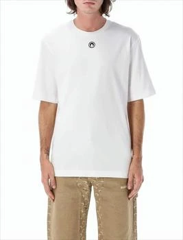 MARINE SERRE | Plain White Short-Sleeved T-Shirt With Minimalist Logo,商家Premium Outlets,价格¥1588