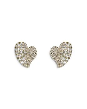 Piranesi | 18K Yellow Gold Wave Heart Diamond Pavé Stud Earrings,商家Bloomingdale's,价格¥44021