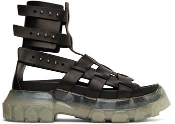 rick owens tractor, Rick Owens | Black Hiking Tractor Sandals商品图片 额外8.5折, 额外八五折