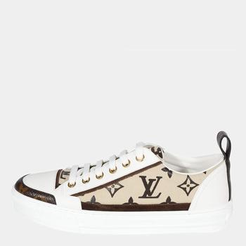 lv女鞋, [二手商品] Louis Vuitton | Louis Vuitton White/Beige Monogram Canvas Stellar Sneaker EU 35.5商品图片 