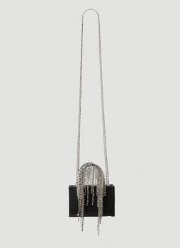 推荐Crystal Fringe Micro Shoulder Bag in Black商品