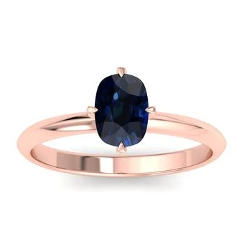 1 Carat Antique Cushion Shape Sapphire Ring In 14k Rose Gold