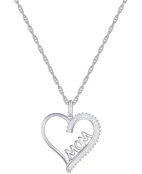 Macy's | Diamond Baguette MOM Heart 18" Pendant Necklace (1/5 ct. t.w.) in Sterling Silver,商家Macy's,价格¥2057