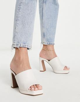 推荐QUPIDplatform mule heeled sandals in off white商品