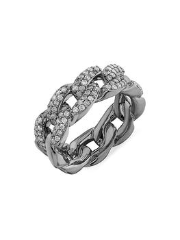 商品Sheryl Lowe | Sterling Silver & 0.69 TCW Diamond Curb-Chain Ring,商家Saks Fifth Avenue,价格¥6041图片