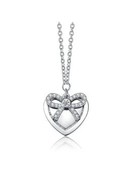 Rachel Glauber | White Gold Plated Bow Tie On Heart Shaped Pendant Necklace,商家Verishop,价格¥491