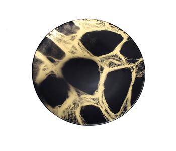 商品Set of 4 Black and Gold Marbleized Dinner Plates图片