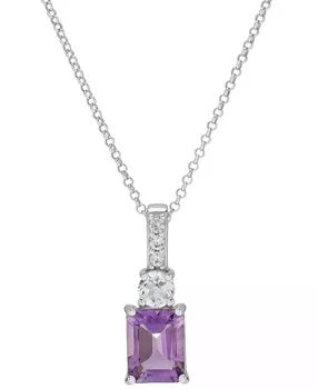 Macy's | Amethyst (2-1/4 ct. t.w.) & Lab-Grown White Sapphire (5/8 ct. t.w.) 18" Pendant Necklace in Sterling Silver,商家Macy's,价格¥283