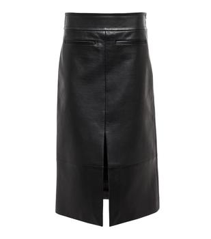 推荐Freya A-line leather midi skirt商品