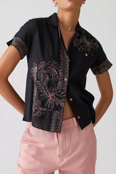 urban outfitter, Urban Outfitters | UO Hideaway Embroidered Button-Down Shirt商品图片 5折×额外9.5折, 额外九五折