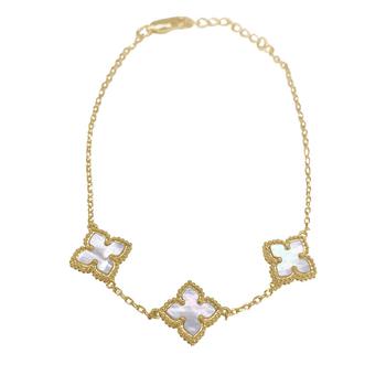 商品Adornia Adornia White Mother of Pearl Flower Bracelet gold图片