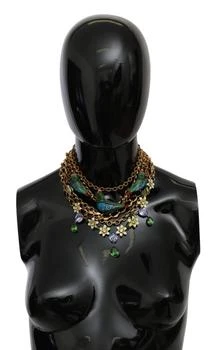 Dolce & Gabbana | Dolce & Gabbana Gold Parrot Crystal Floral Charm Statement Necklace,商家SEYMAYKA,价格¥5807