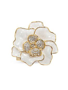 商品Nomi K | 24K Goldplated Crystal & Enamel Spring Flower 4-Piece Napkin Ring Set,商家Saks Fifth Avenue,价格¥1804图片