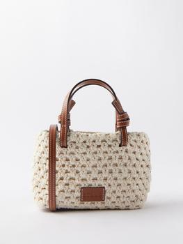 Staud | Ria crochet and leather cross-body bag商品图片,