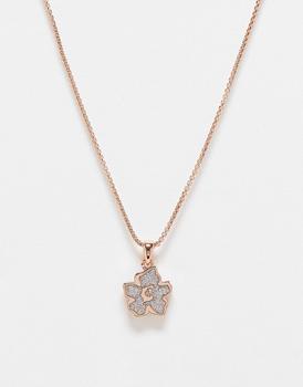 Ted Baker London | Ted Baker Magnolia necklace with floral pendant in rose gold with silver glitter商品图片,额外8折x额外9.5折, 额外八折, 额外九五折