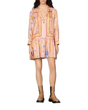 sandro连衣裙, Sandro | Alexiane Silk Printed Dress商品图片 4折, 独家减免邮费