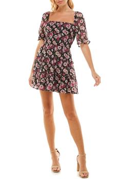 ROW A, ROW A | Short Puff Sleeve Cinched Waist Dress商品图片 