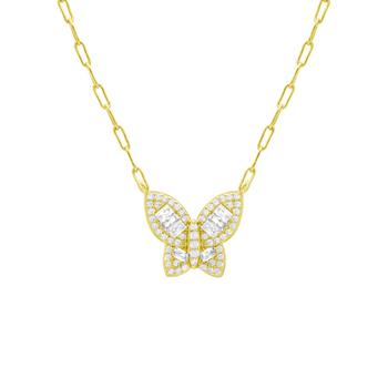 商品Cubic Zirconia Butterfly Necklace, Gold Plate 16+2" extender,商家Macy's,价格¥365图片