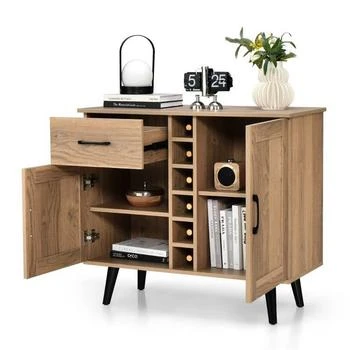 QuikFurn | Modern Mid-Century Style Kitchen Buffet Dining Sideboard Cabinet with Wine Rack,商家Premium Outlets,价格¥2016