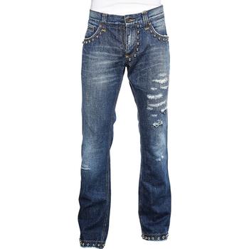 推荐D&G Navy Blue Distressed Denim Studded Detail Jeans 3XL商品