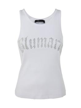 BLUMARINE | Blumarine Logo Rhinestone Embellished Sleeveless Top商品图片,7.1折起