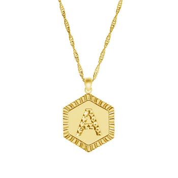 Essentials Jewelry, Essentials | Gold Plate Diamond Cut Initial Pendant Necklace, 16" + 2" extender商品图片 5折×额外7折, 额外七折