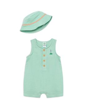 商品Little Me | Boys' Golf Embroidered Cotton Gauze Romper & Hat Set - Baby,商家Bloomingdale's,价格¥162图片