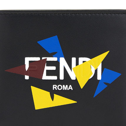 芬迪男包精选, Fendi | FENDI 男士黑色皮革彩色印花字LOGO短款折叠钱夹 7M0169-AC9I-F0X93商品图片 独家减免邮费