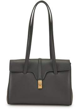 Celine | Soft 16 中号光滑牛皮革手袋烟黑色商品图片,