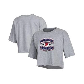 CHAMPION | Women's Heathered Gray Ole Miss Rebels 2022 NCAA Men's Baseball College World Series Champions Locker Room Boyfriend Cropped T-shirt,商家Macy's,价格¥225