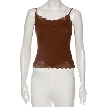 [二手商品] Ralph Lauren | Ralph Lauren Brown Knit Lace Detailed Sleeveless Camisole S商品图片,3.3折