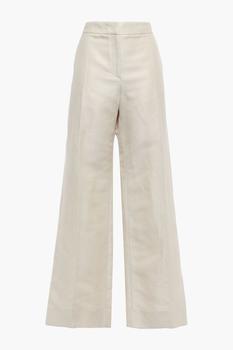 Oscar de la Renta | Linen-blend twill wide-leg pants商品图片,4折