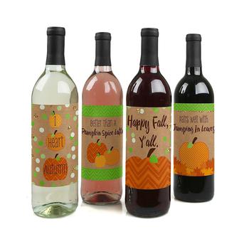 推荐Pumpkin Patch - Fall, Halloween or Thanksgiving Party Decorations for Women and Men - Wine Bottle Label Stickers - Set of 4商品