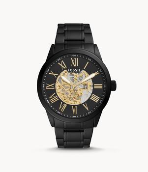 推荐Fossil Men's Flynn Automatic, Black-Tone Stainless Steel Watch商品