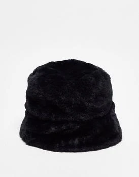 COLLUSION | COLLUSION Unisex faux fur bucket hat in black 8.8折