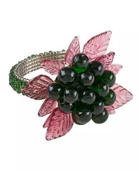 Saro Lifestyle | Flower and Leaves Design Beaded Napkin Ring, Set of 4,商家Macy's,价格¥120