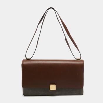 推荐Celine Brown/Grey Leather Medium Case Bag商品
