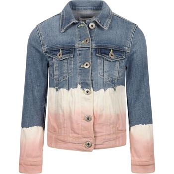推荐Bleached effect logo denim jacket in blue and pink商品