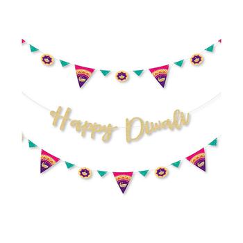 商品Big Dot of Happiness | Happy Diwali - Festival of Lights Party Letter Banner Decor - 36 Banner Cutouts  No-Mess Real Gold Glitter Diwali Banner Letters,商家Macy's,价格¥162图片